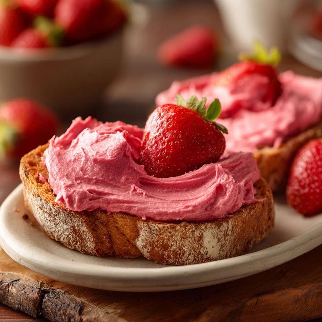 Schlagrahm-Erdbeerbutter auf Toast