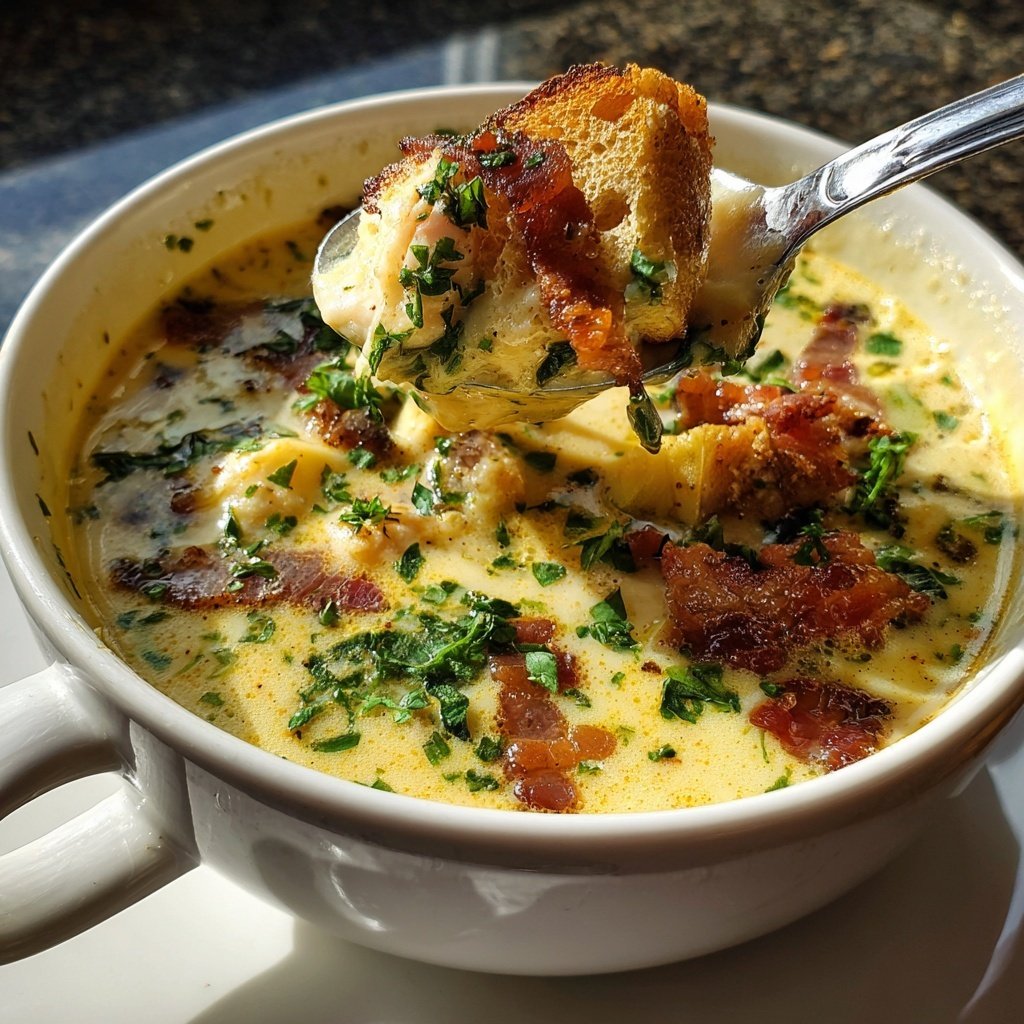 Huhn Kartoffel Suppe mit Speck