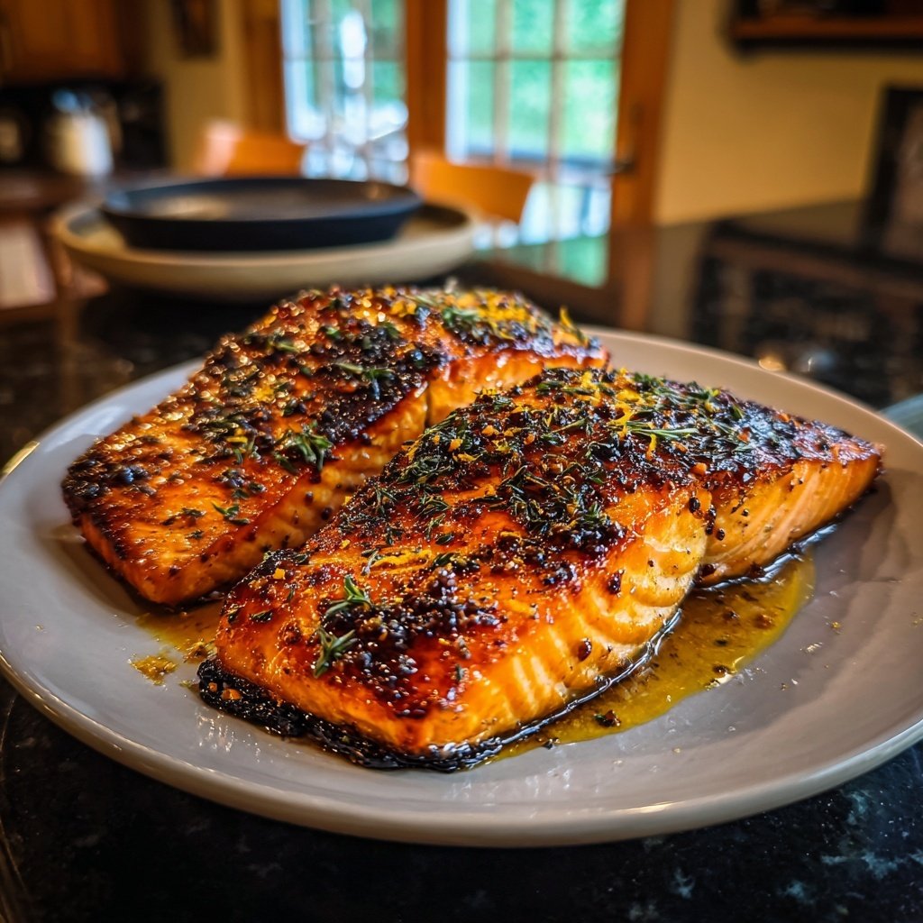 Zitrusglasierter Lachsfilet-Teller