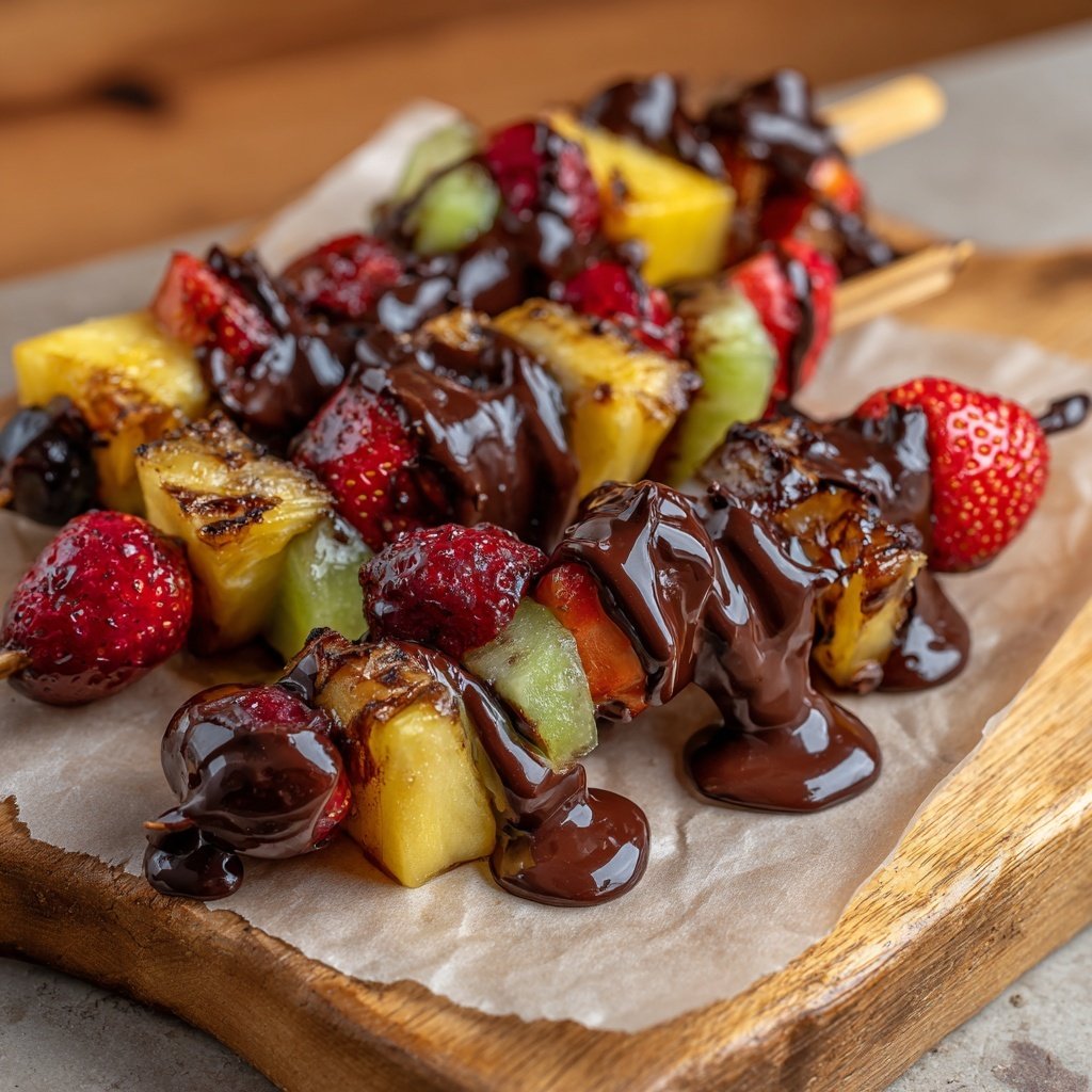 Schokoladenüberzogene Fruchtspieße