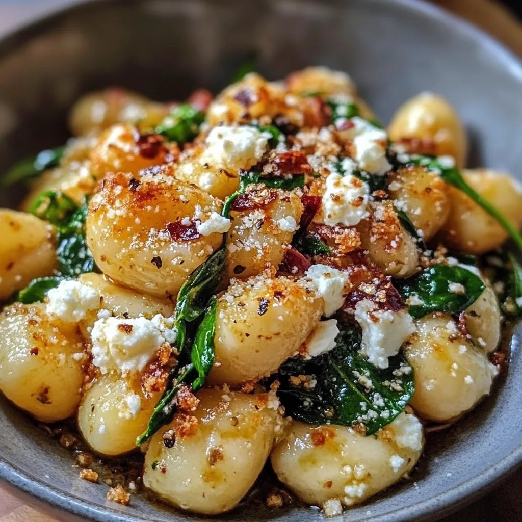 Cremige Gnocchi mit Spinat und Feta