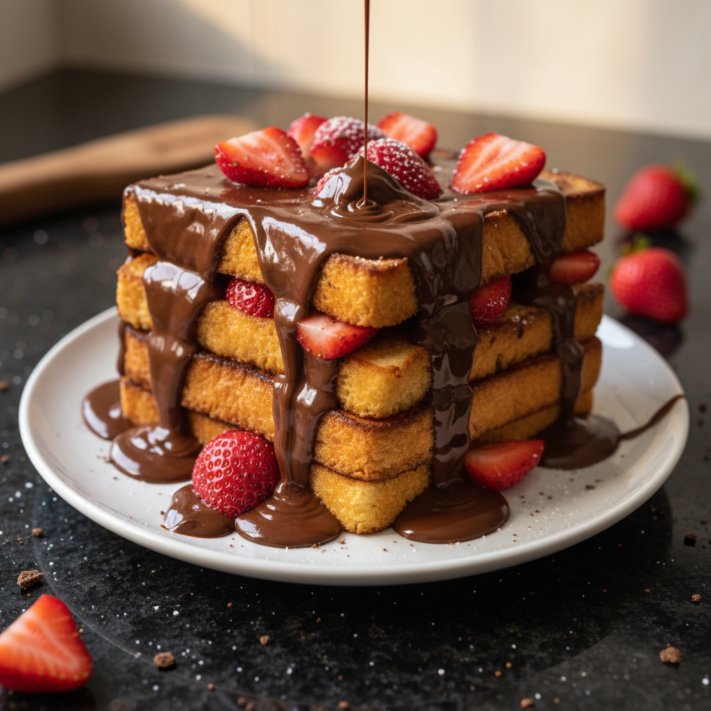 Schokoladenüberzogener Erdbeer French Toast