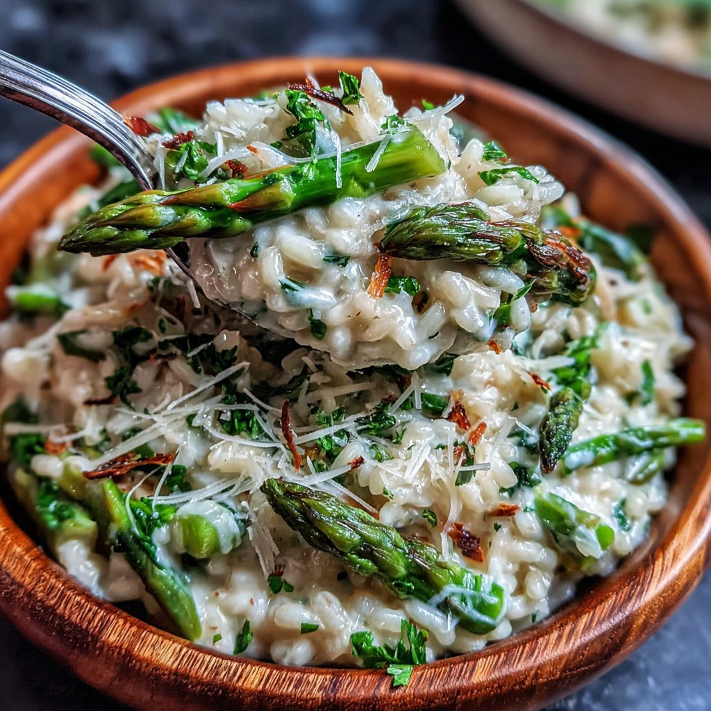 Löwenzahn-Risotto mit Spargel