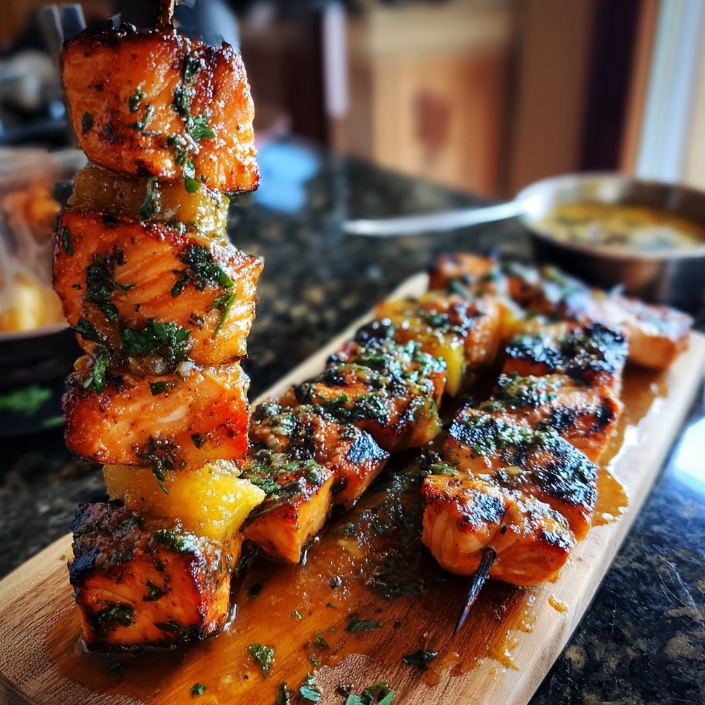 Ananas-Ingwer-Lachs-Spieße