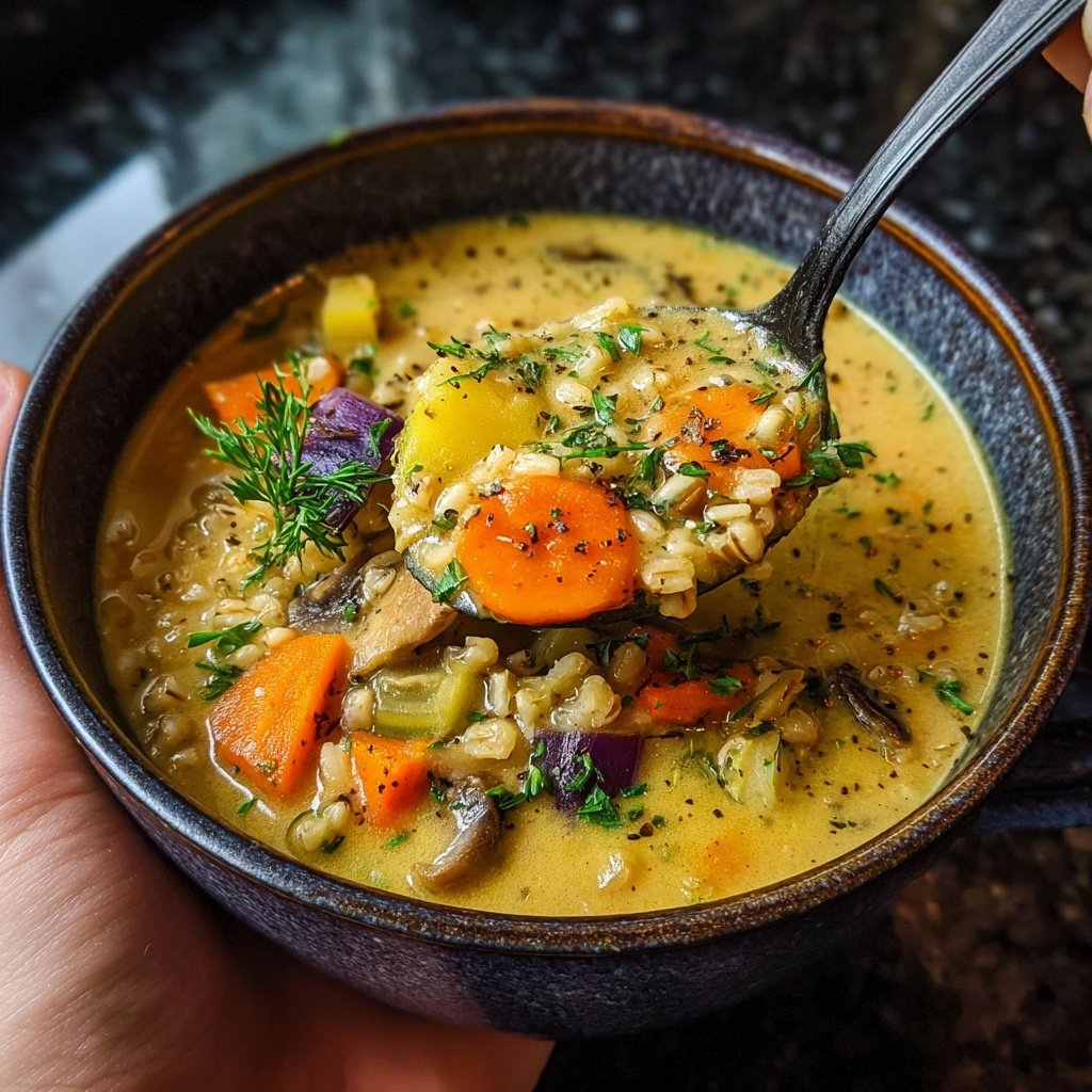 Pilz Gersten Gemüse Suppe