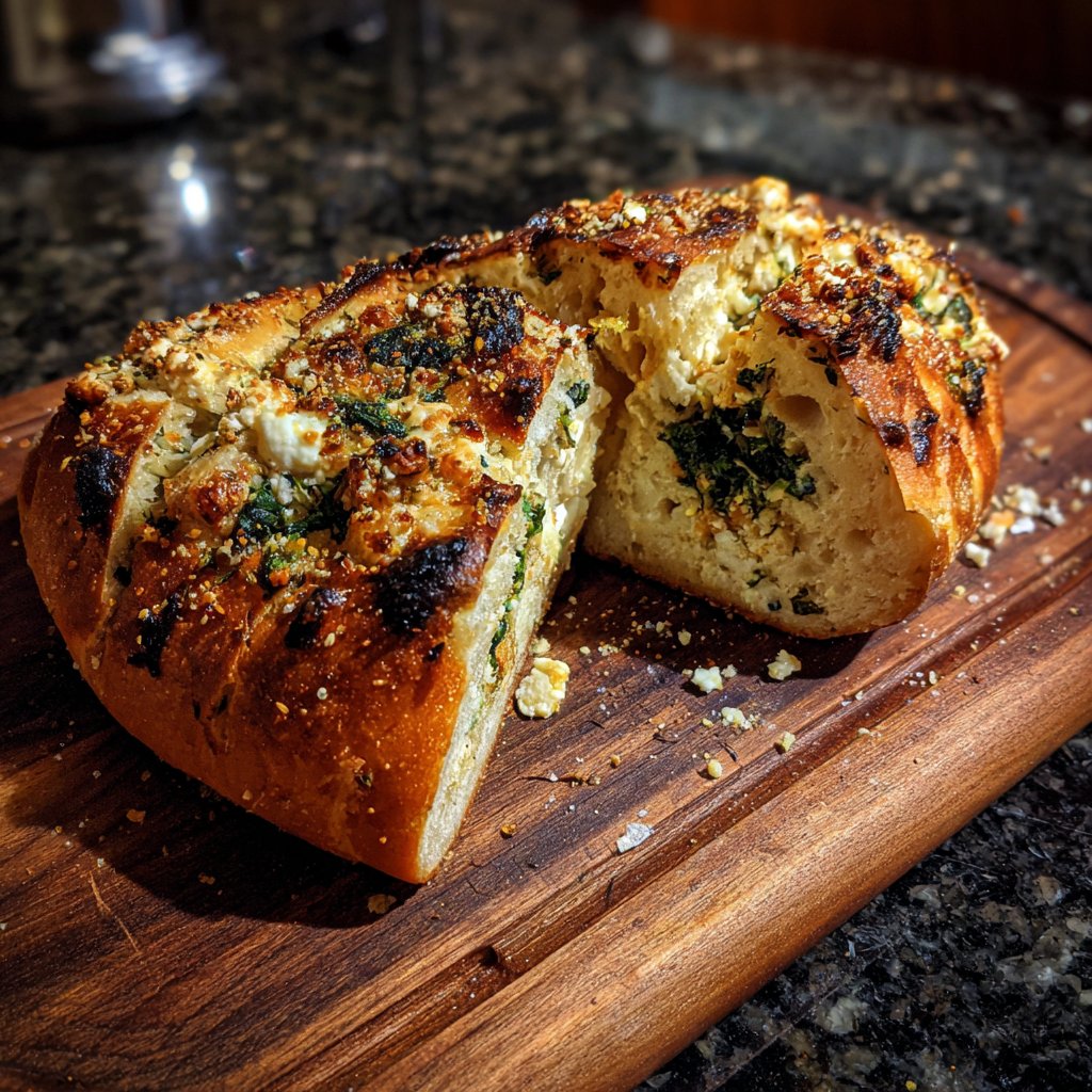 Spinat Feta Hüttenkäse Fladenbrot