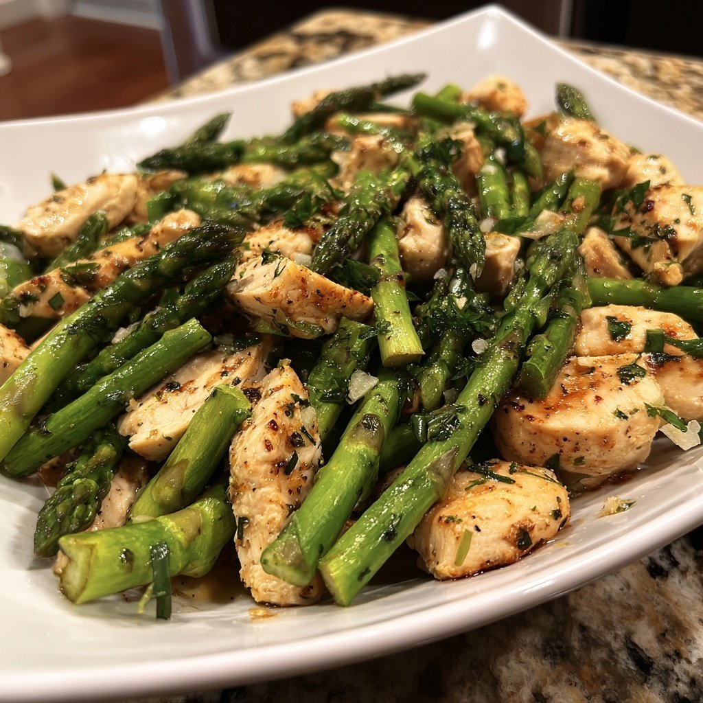 Sautierter Spargel mit Pute