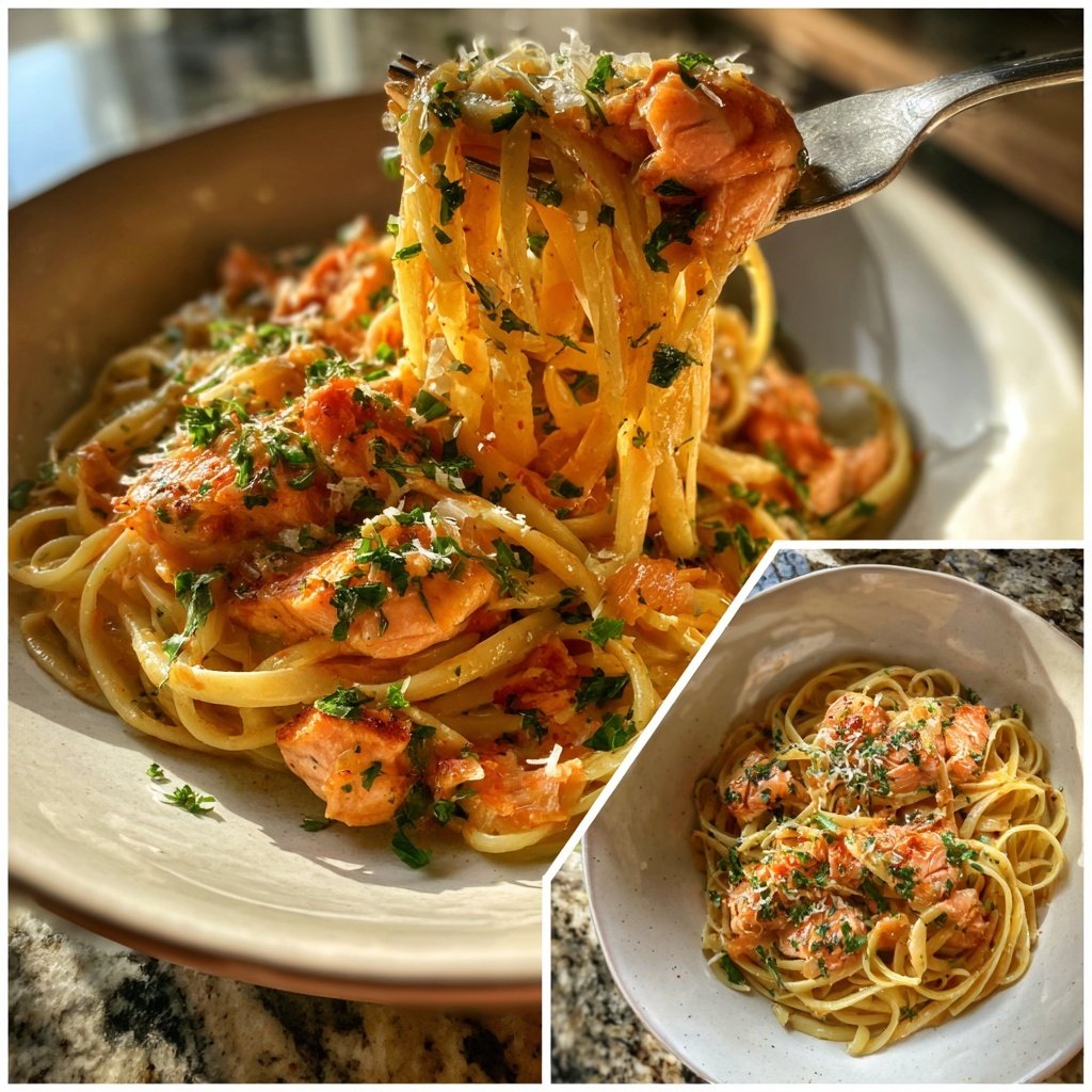 Maple Glazed Salmon Pasta