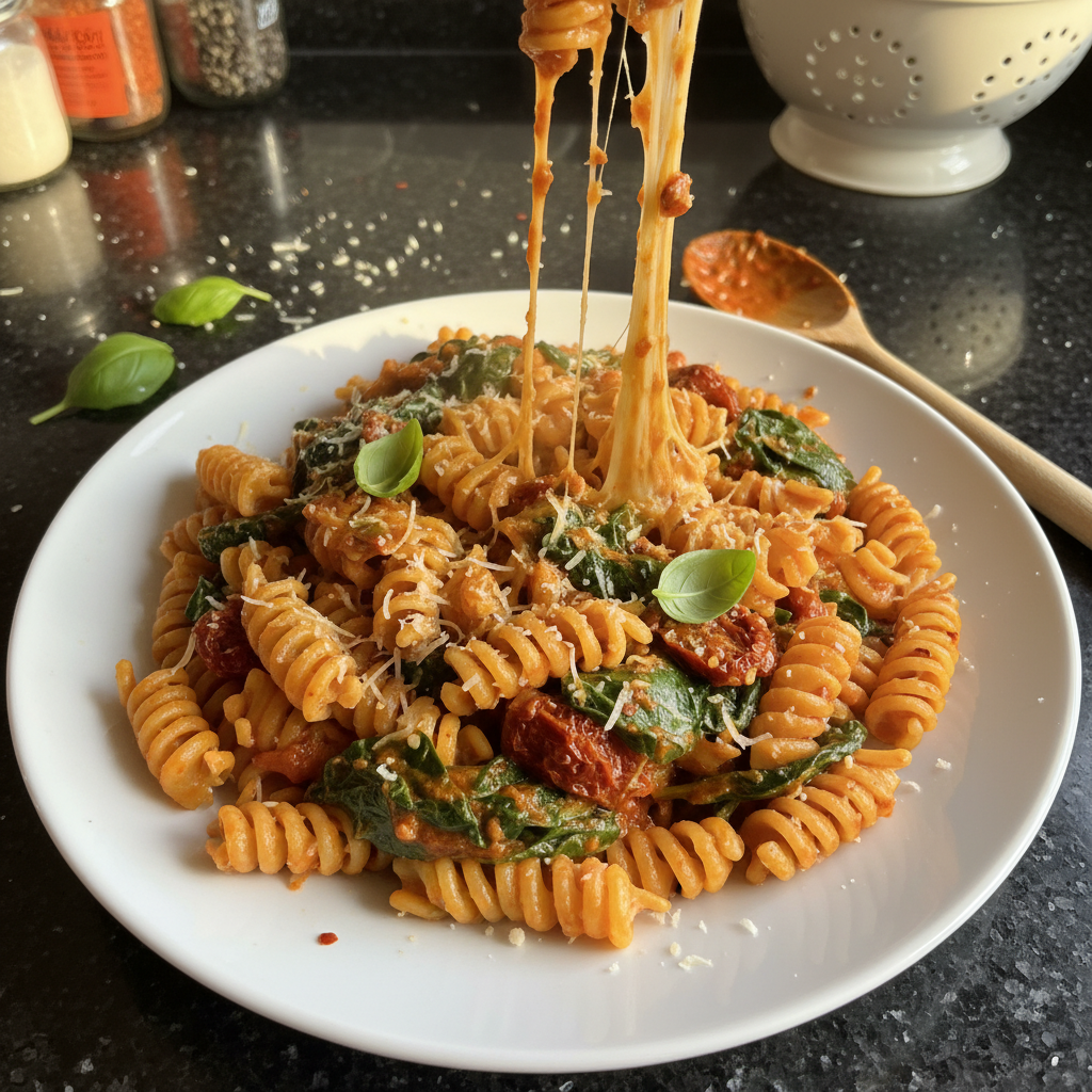 Cremige Tomaten Spinat Pasta