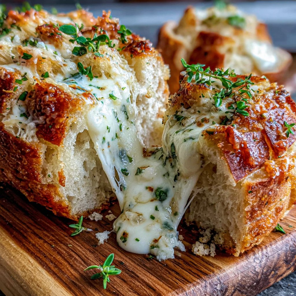 Käsiges Knoblauch Zupfbrot