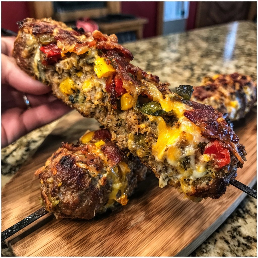 Herzhafte Fleisch Käse Spieße