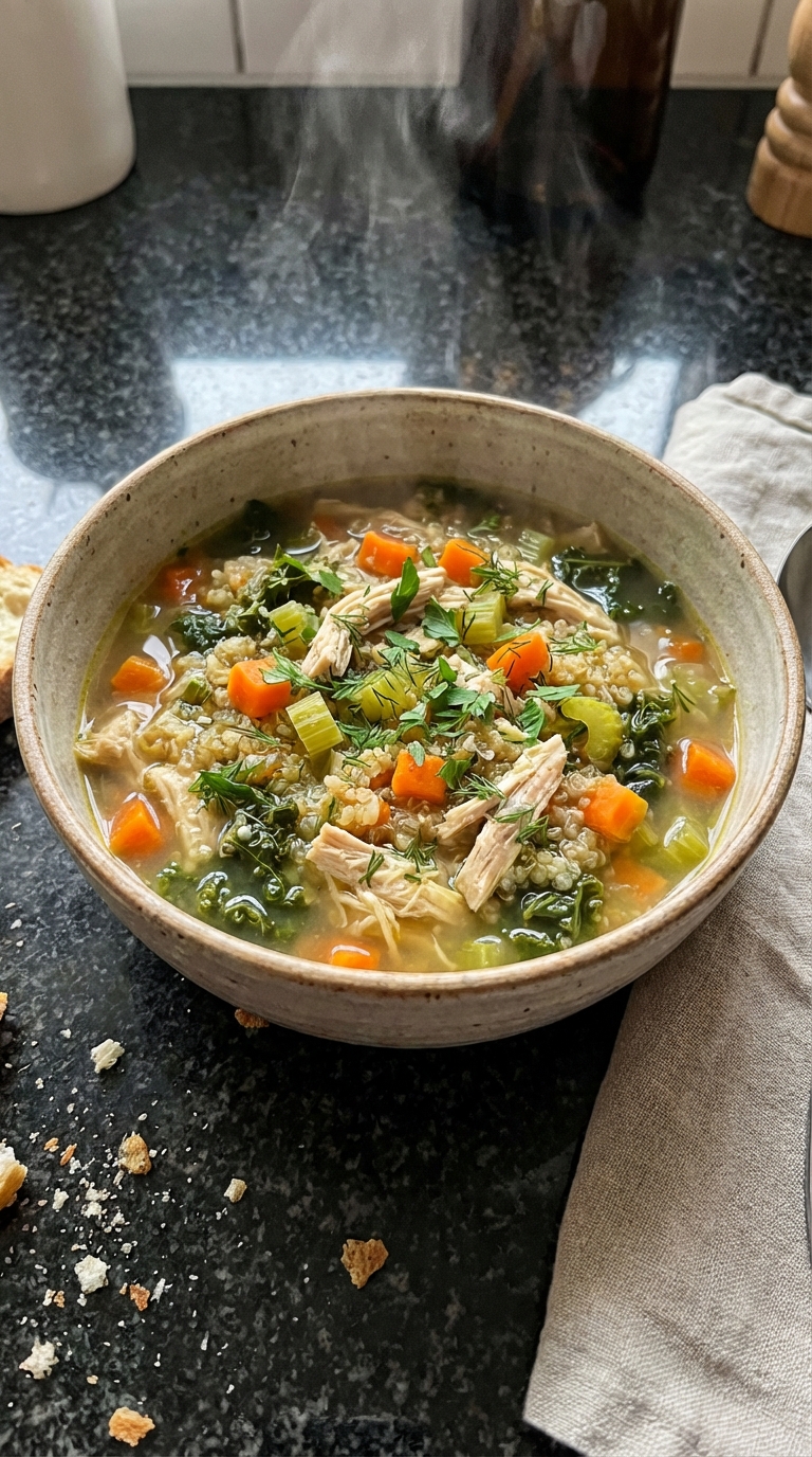 Kräuter Hähnchen Quinoa Suppe
