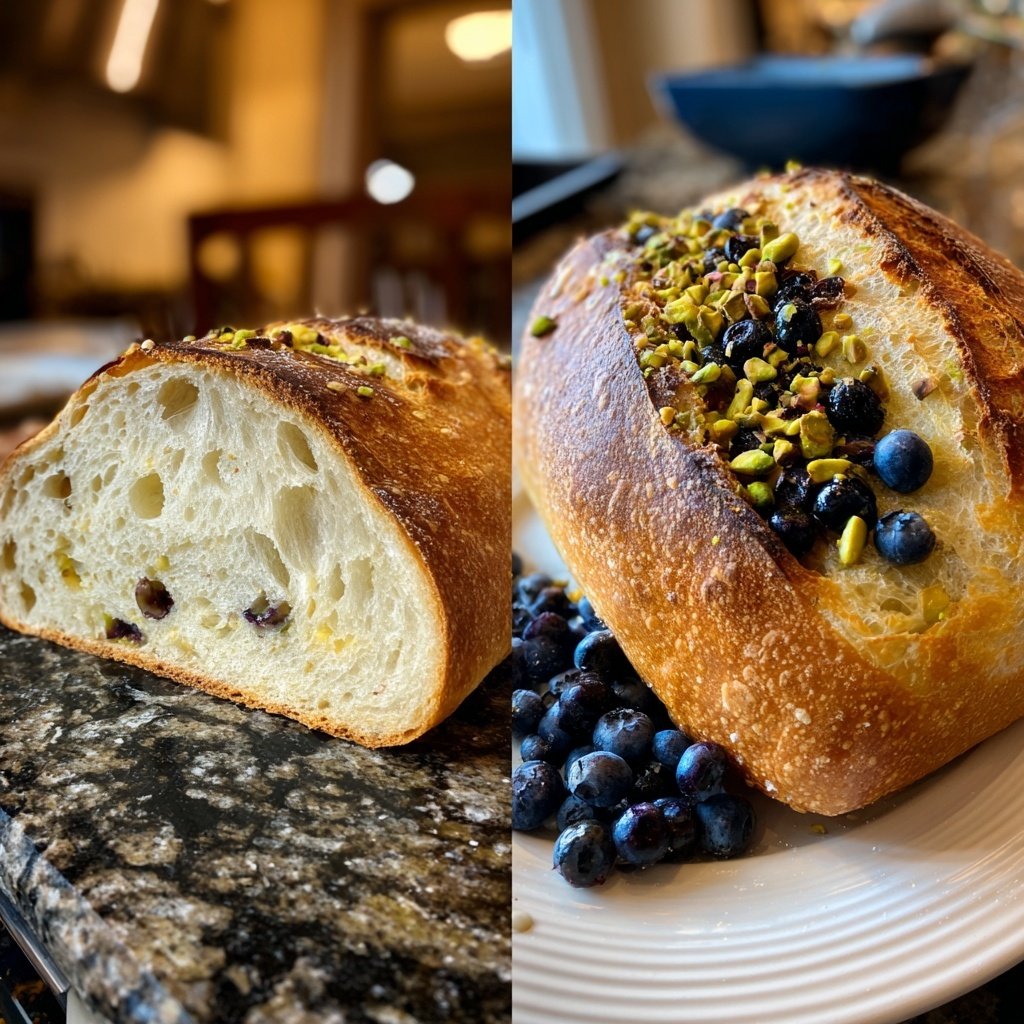 Blaubeeren Zitrone Sauerteig mit Pistazien Topping