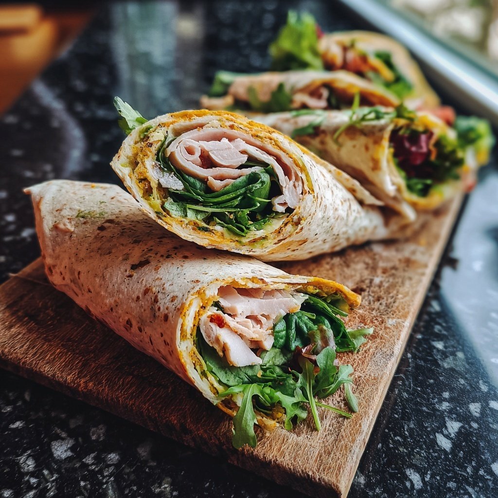 Truthahn Spinat Salat Wraps