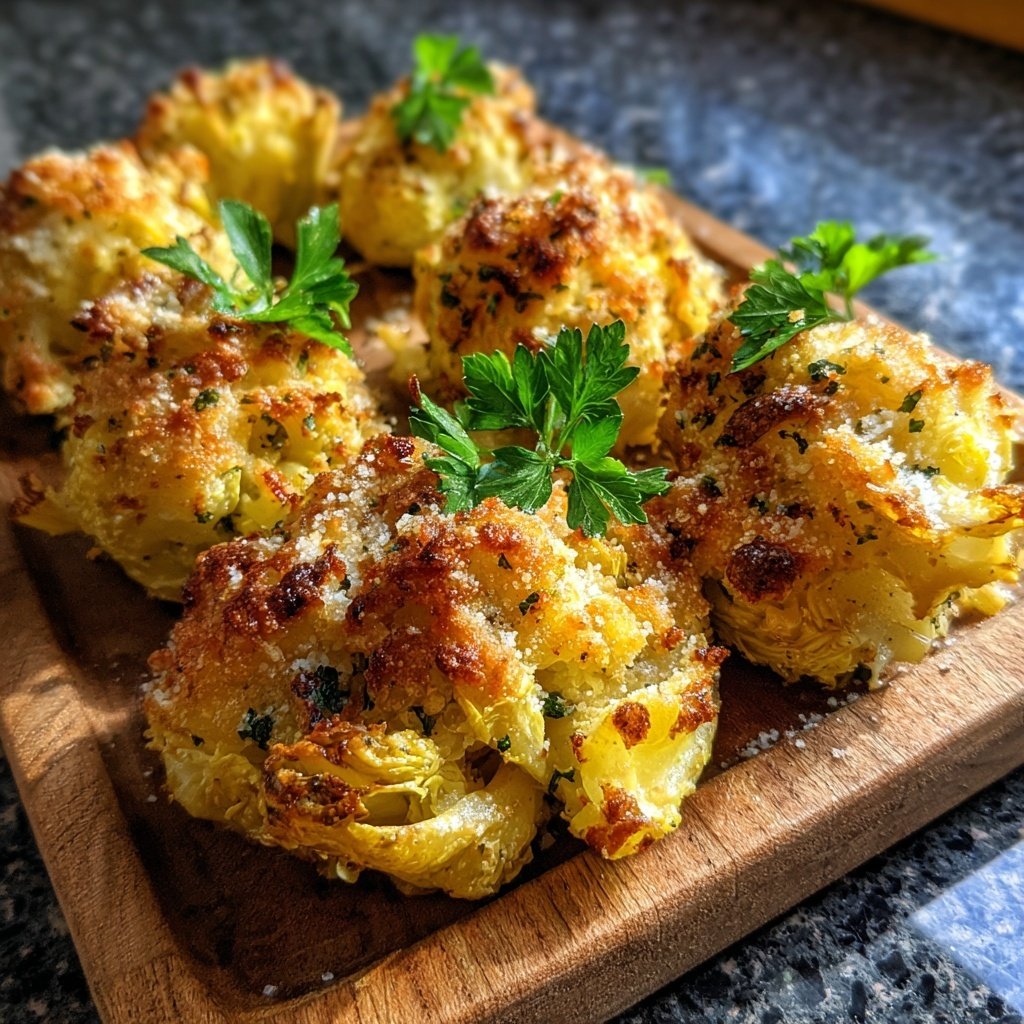 Smashed Rosenkohl aus dem Ofen mit Parmesanhaube