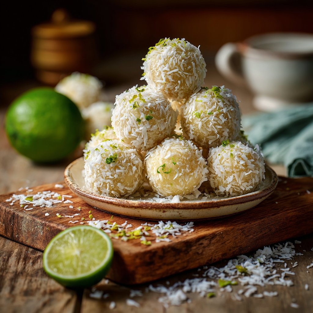 Limetten Kokos Energie Kugeln