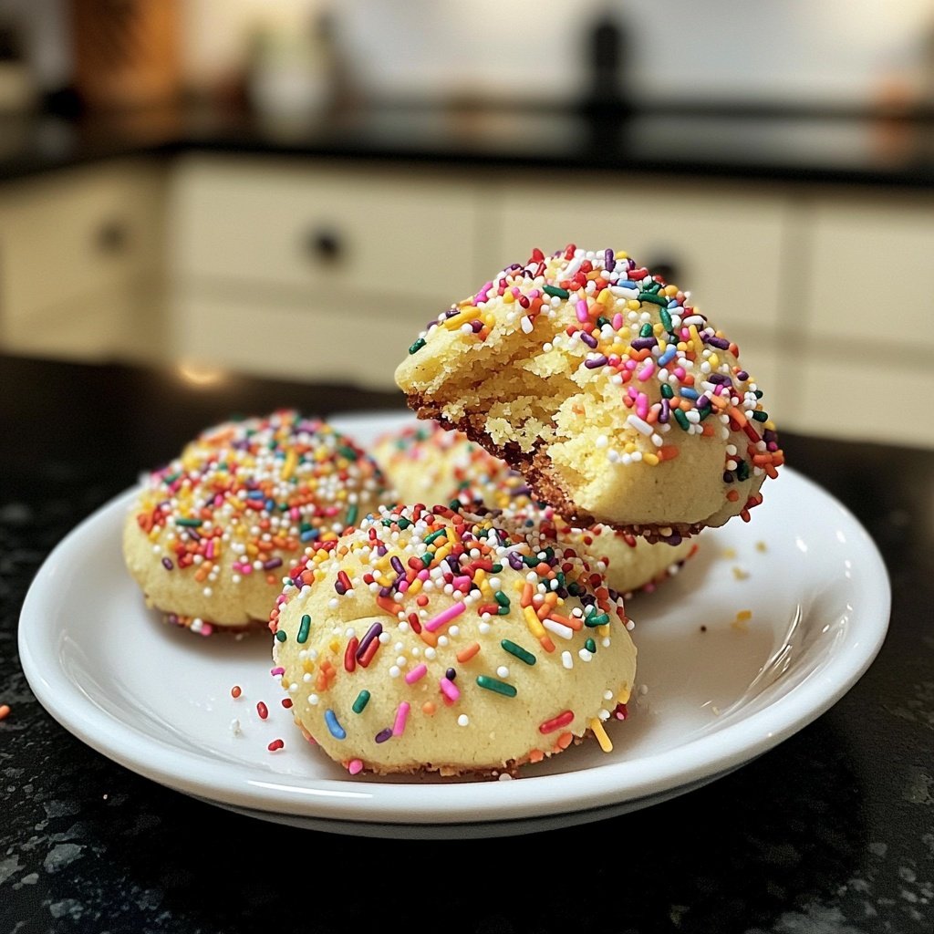 Zarte Butterplätzchen mit bunten Streuseln