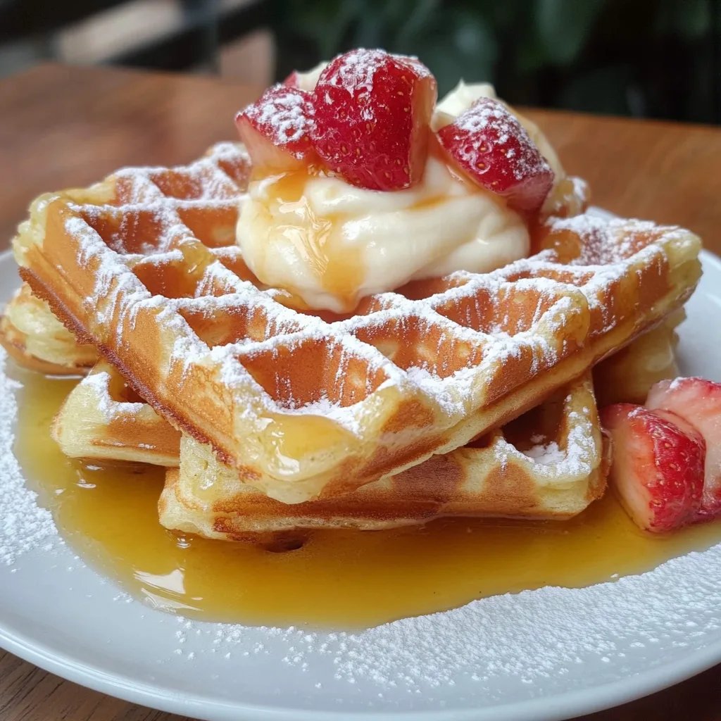 Apfel-Zimt-Waffeln mit Vanillesauce