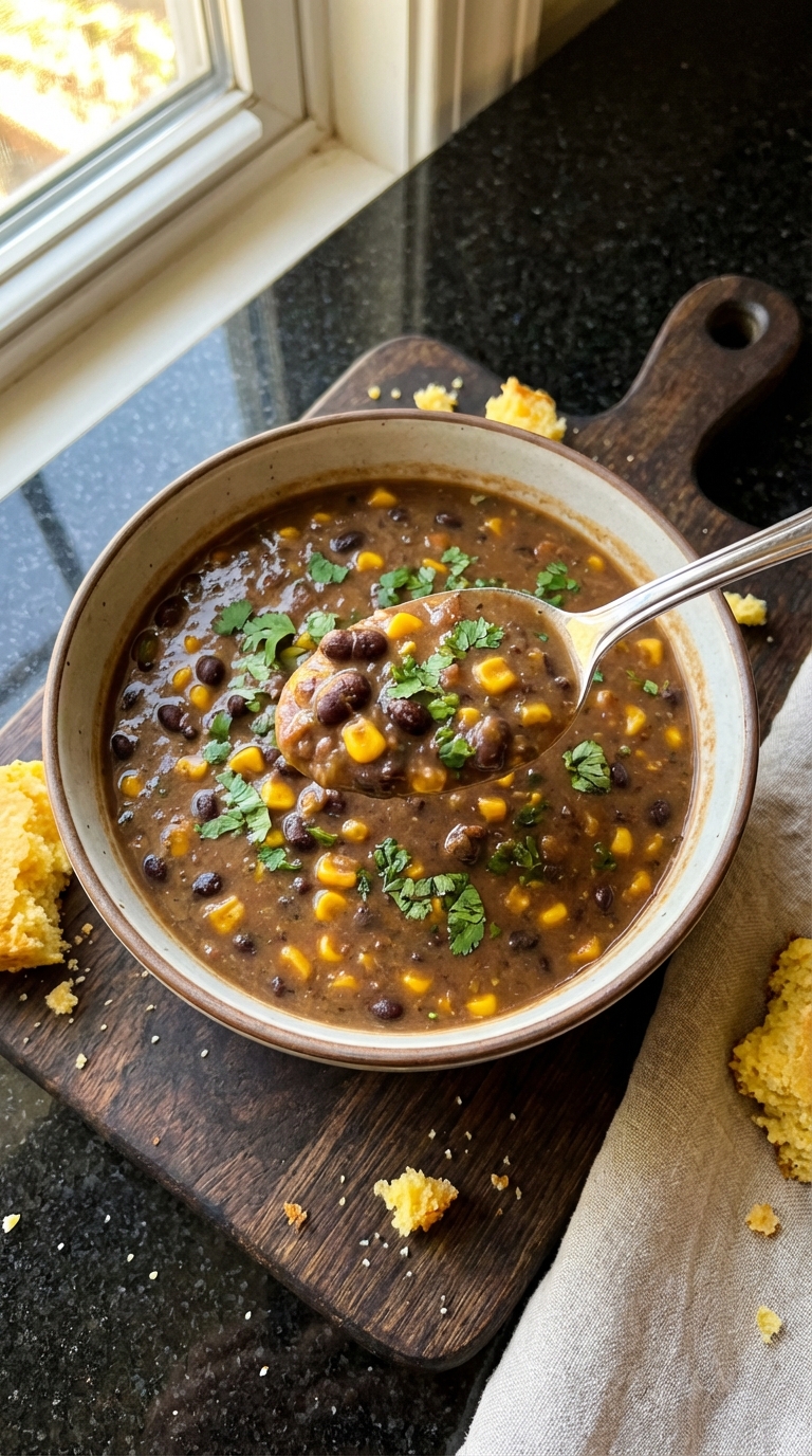 Schwarze Bohnen Mais Suppe