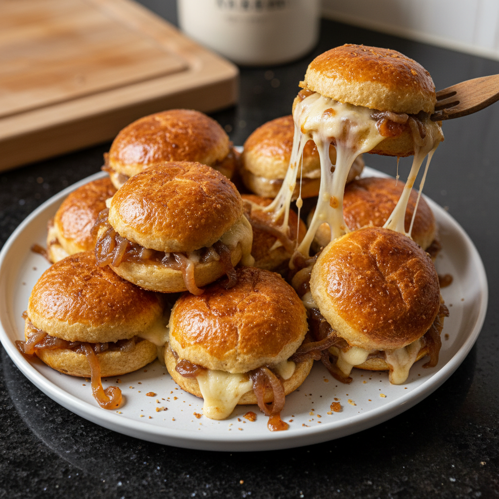 Karamellisierte Zwiebel und Schweizer Sliders