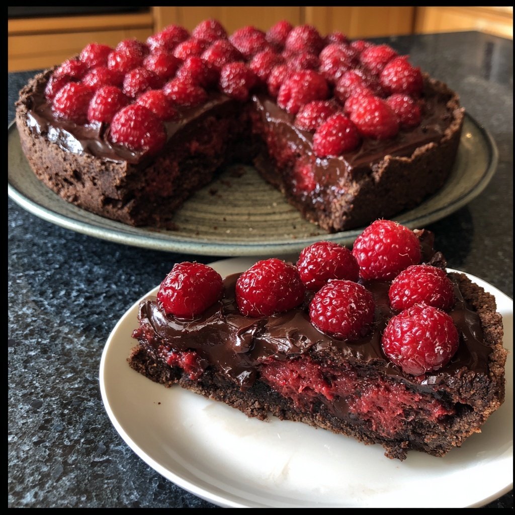 Zartbitter Schoko Himbeer Tarte