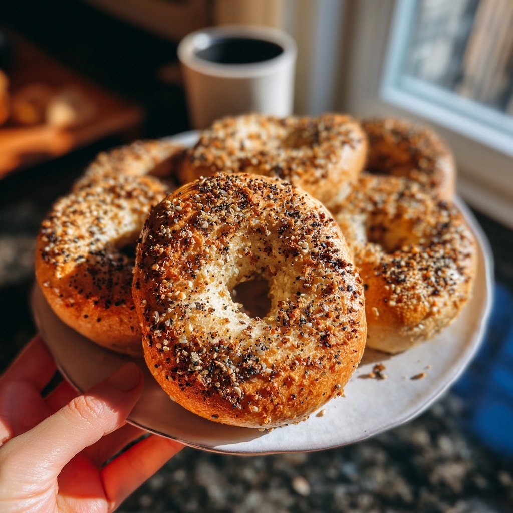Protein Bagels mit Kaffee Espresso Pulver