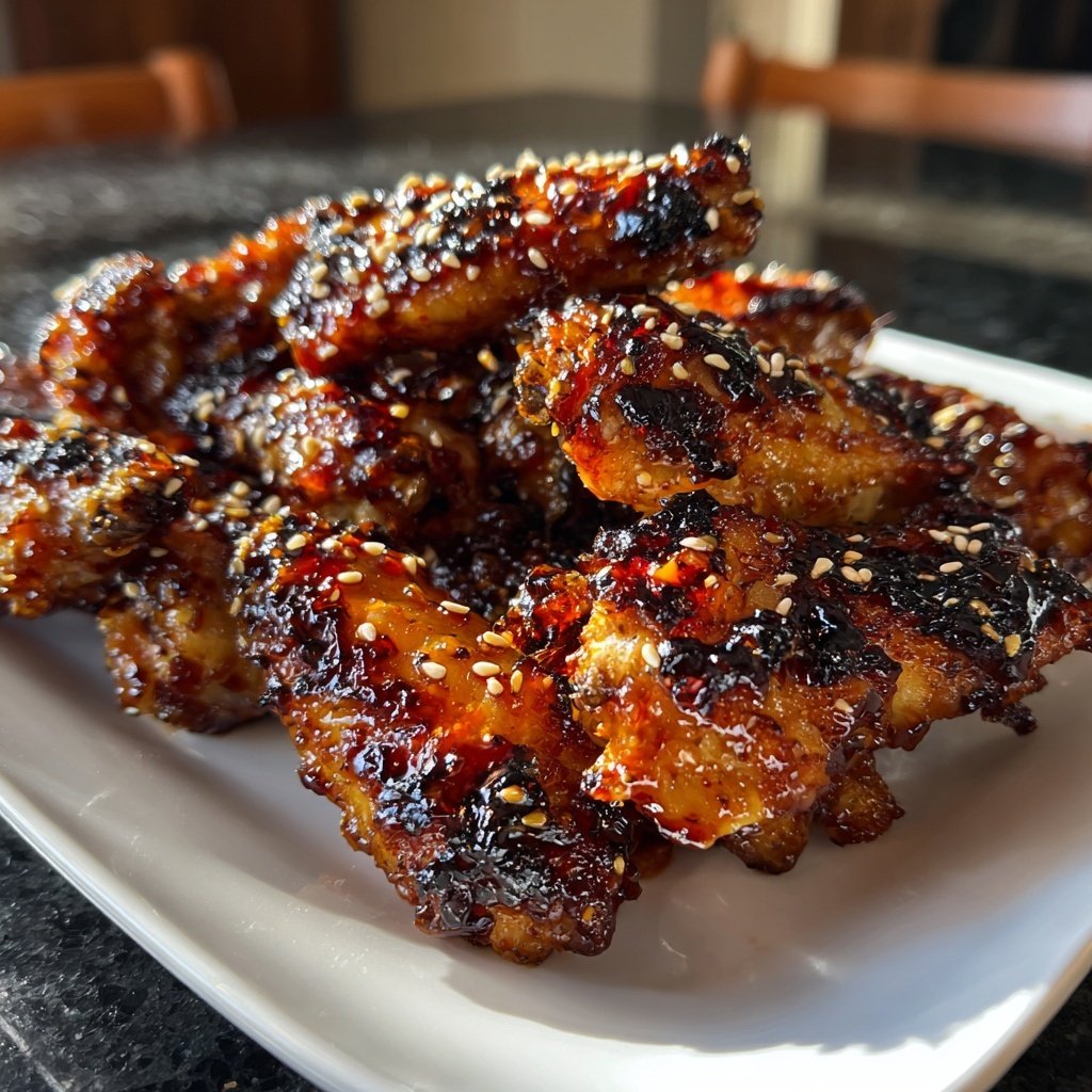 Tamarinde glasiertes Hähnchen Wings Sesam