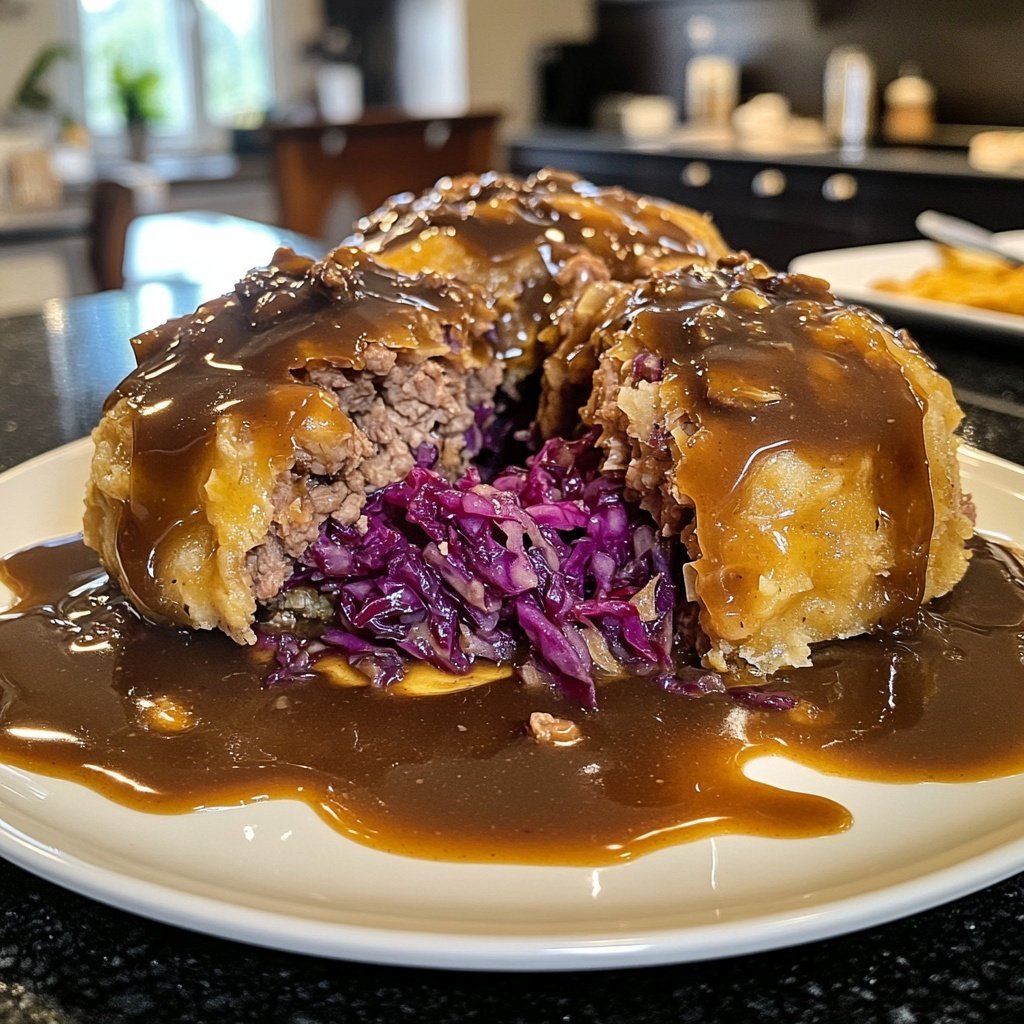 Saftige Semmelknödel mit Rotkohl & Bratensoße