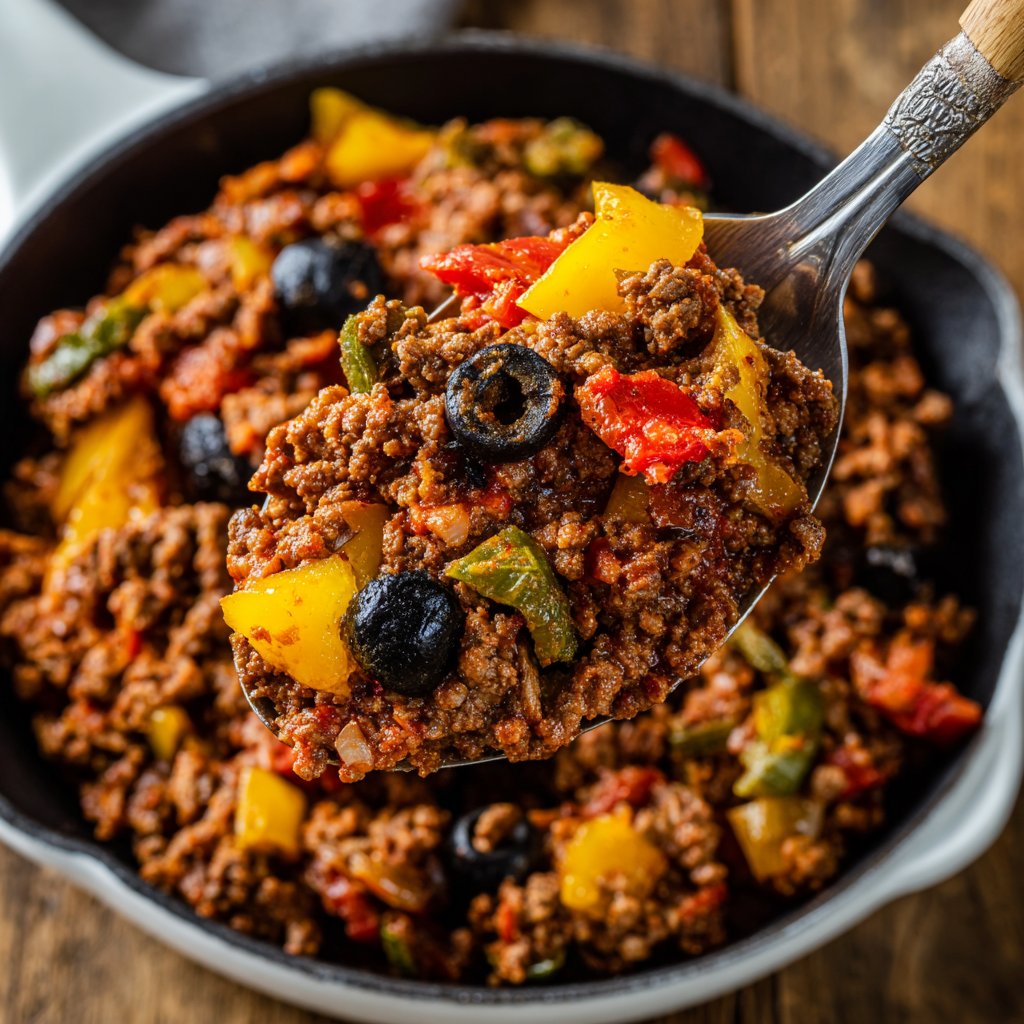 Stovetop Picadillo Spanisches Rind Reis